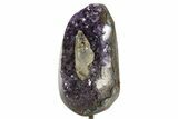 Dark Purple Amethyst Geode w/ Calcite on Metal Stand - Uruguay #342699-3